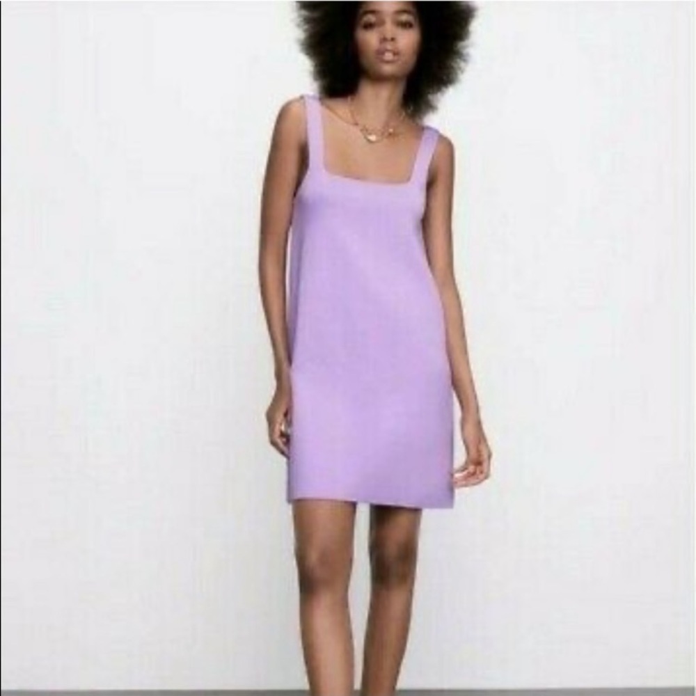 NWOT  Zara Lilac Purple‎ Knit Dress with Straps Size M